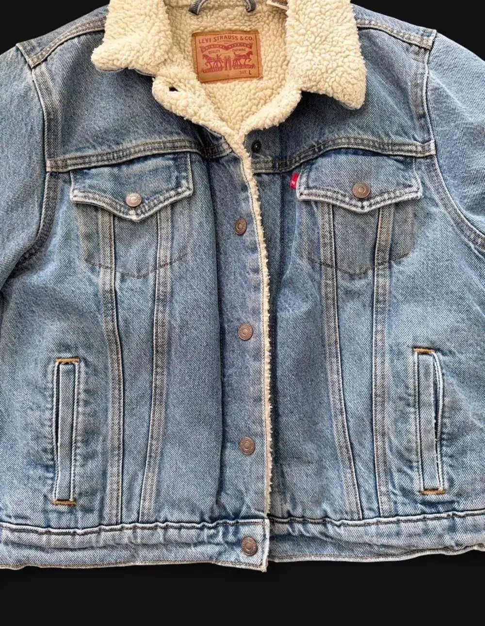 Levi's Sherpa Lined Denim Trucker Jacket Size Large